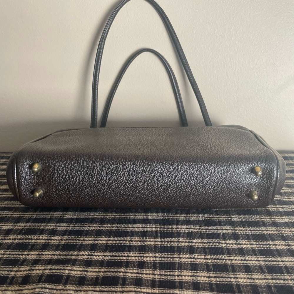 Vintage 1960 Rambler By Hadia Structured Brown Top Handle Purse Kiss Lock #598 - Picture 10 of 11